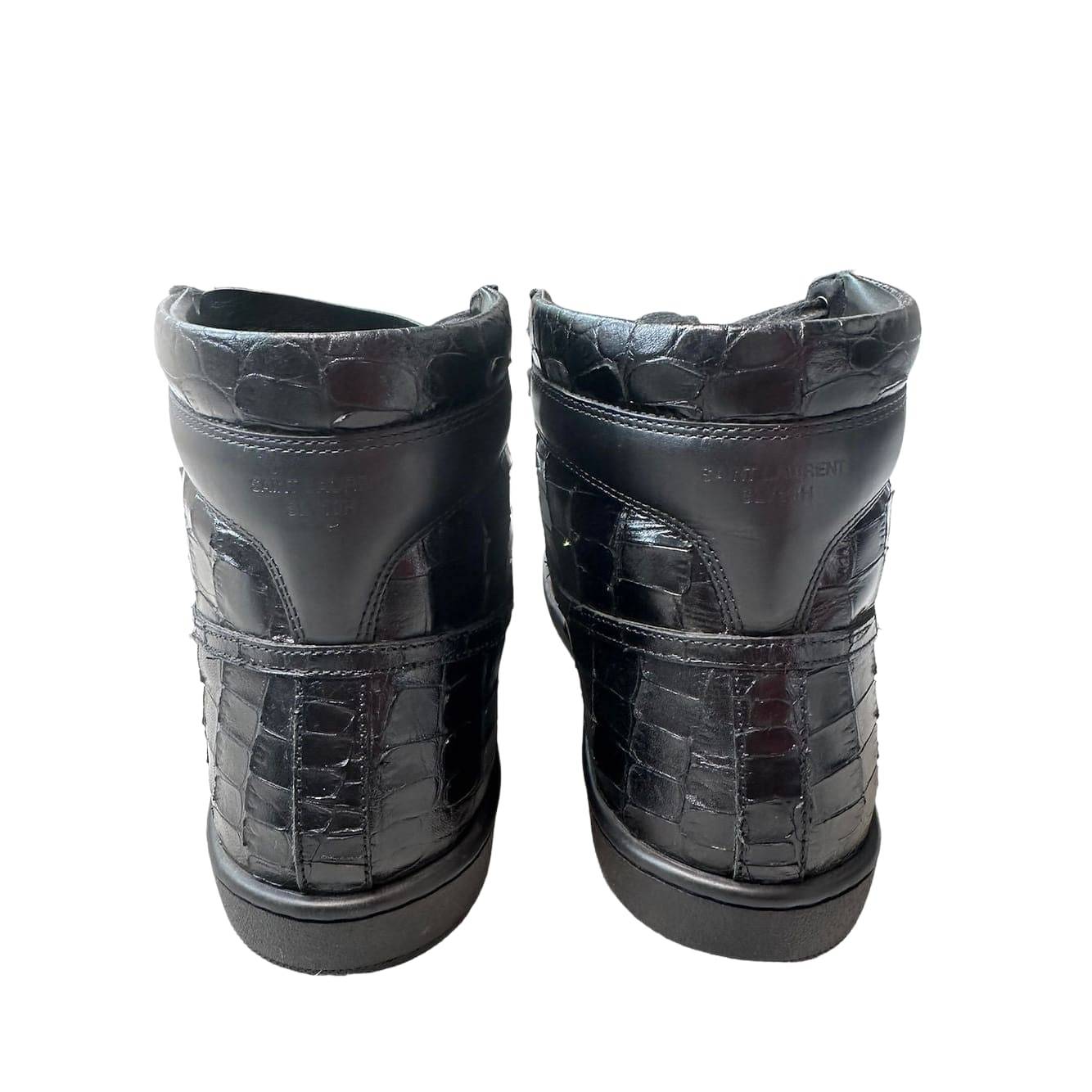 SAINT LAURENT Snakeskin Leather Trim Embellishment Sneakers