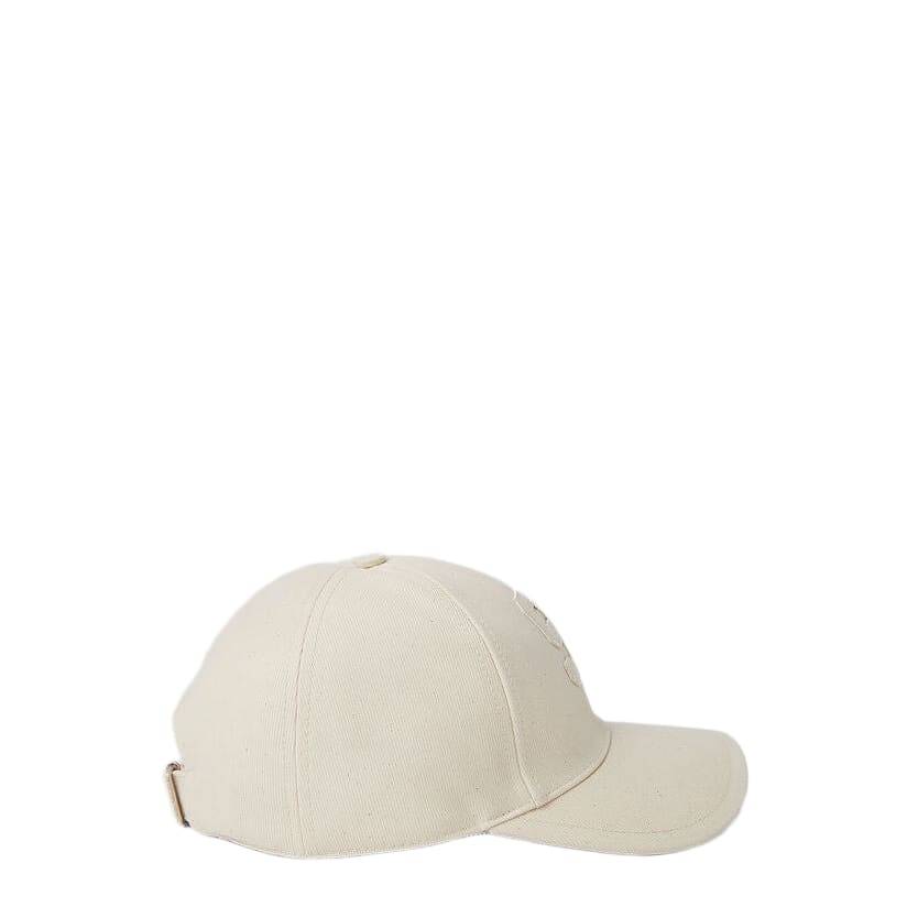 SAINT LAURENT Logo Patch Baseball Cap In Cream