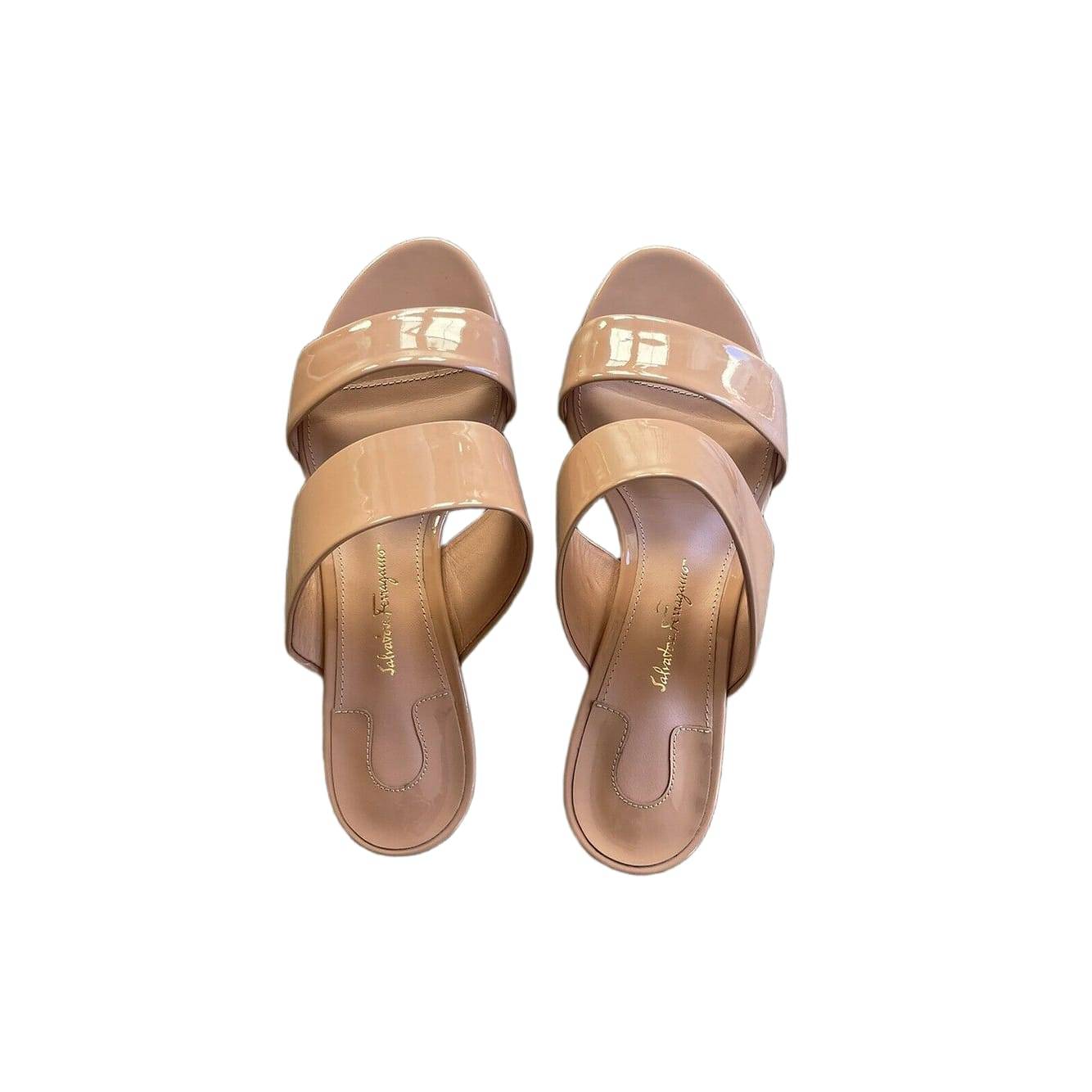 SALVATORE FERRAGAMO BELLUNO Calf Floral Heel Sandals