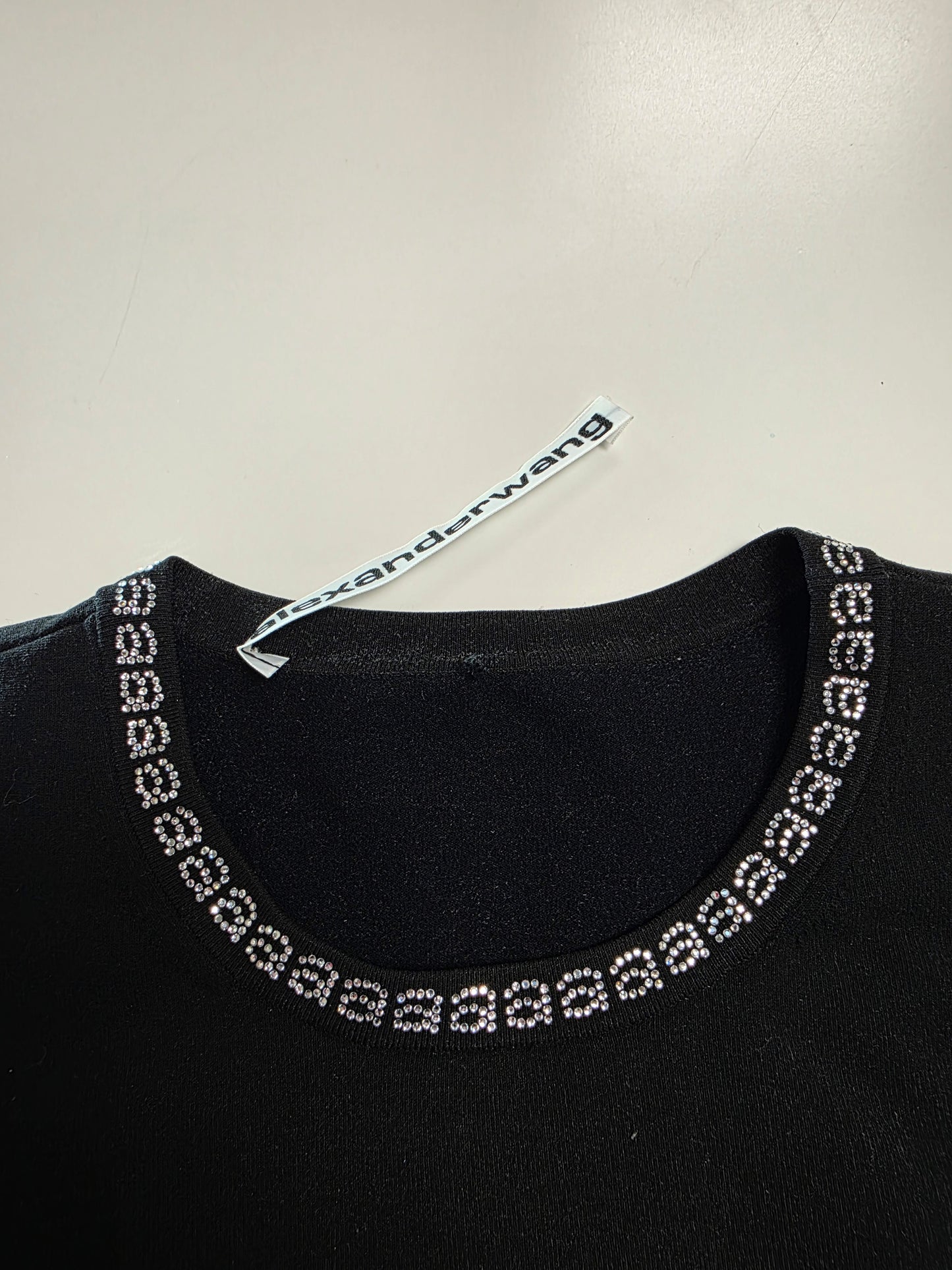 Alexander Wang Logo Printed Trim Cropped Long Sleeve Top Small