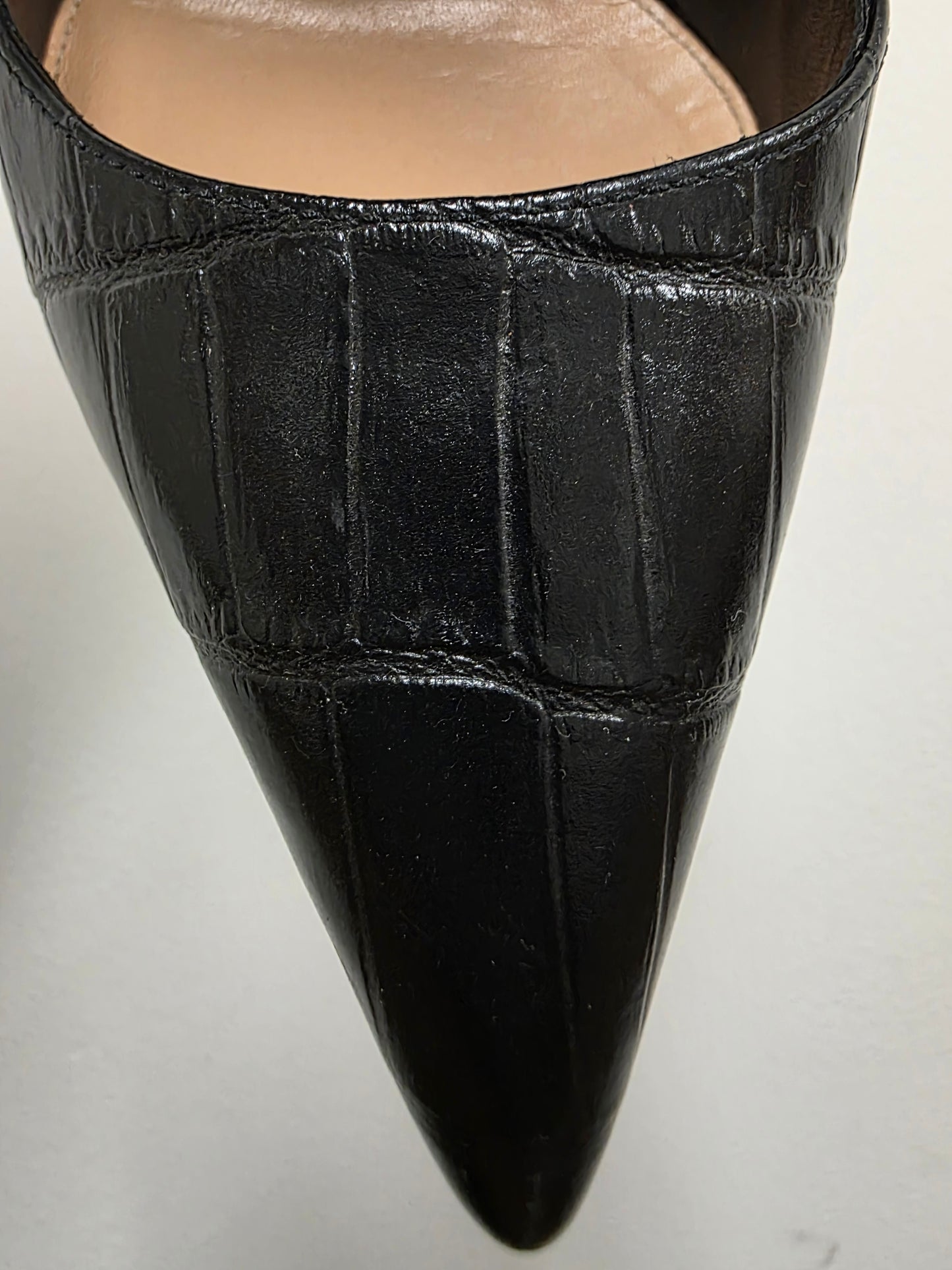 SERGIO ROSSI Black Croc Embossed Leather