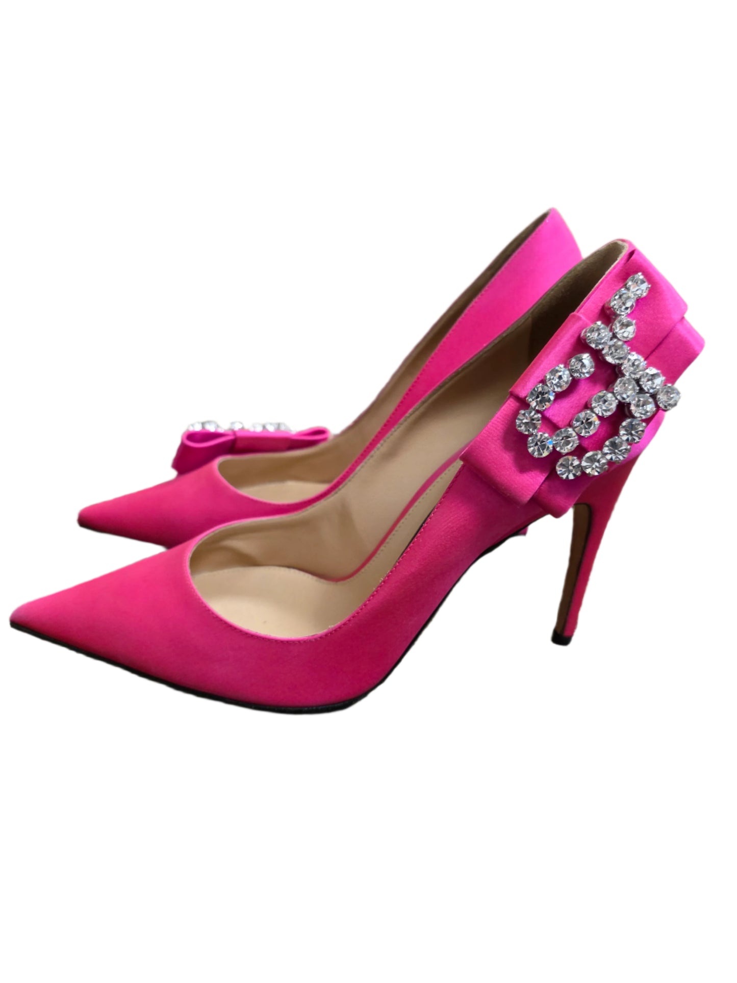 SERGIO ROSSI Sr Icona Bow-embellished Satin Pumps In Bright Pink