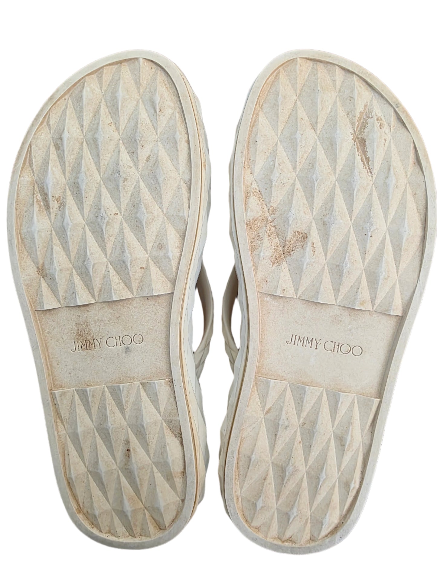 Jimmy Choo Grace Embellished Rubber Platform Flip Flops In Bianco