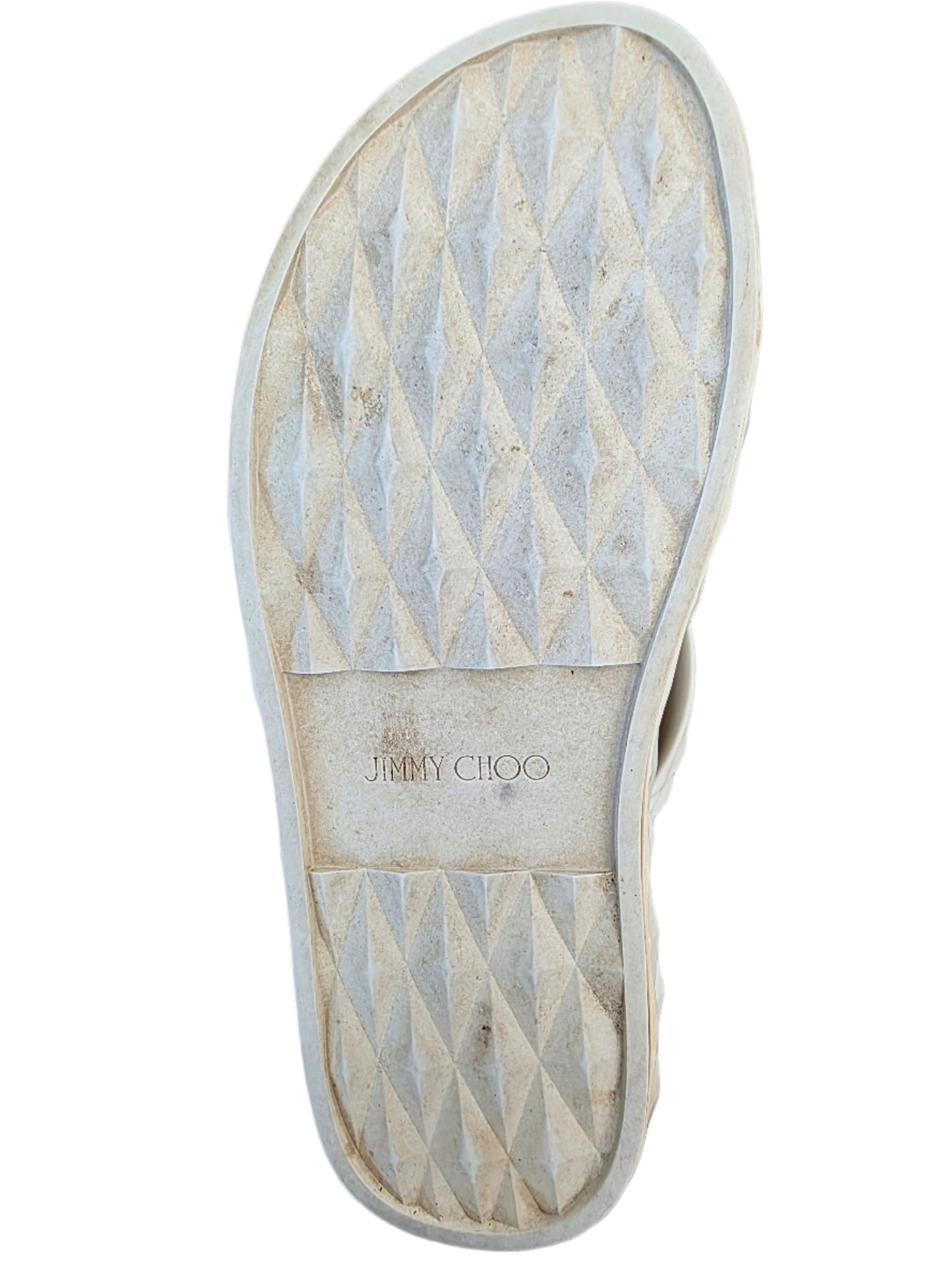 Jimmy Choo Grace Embellished Rubber Platform Flip Flops In Bianco