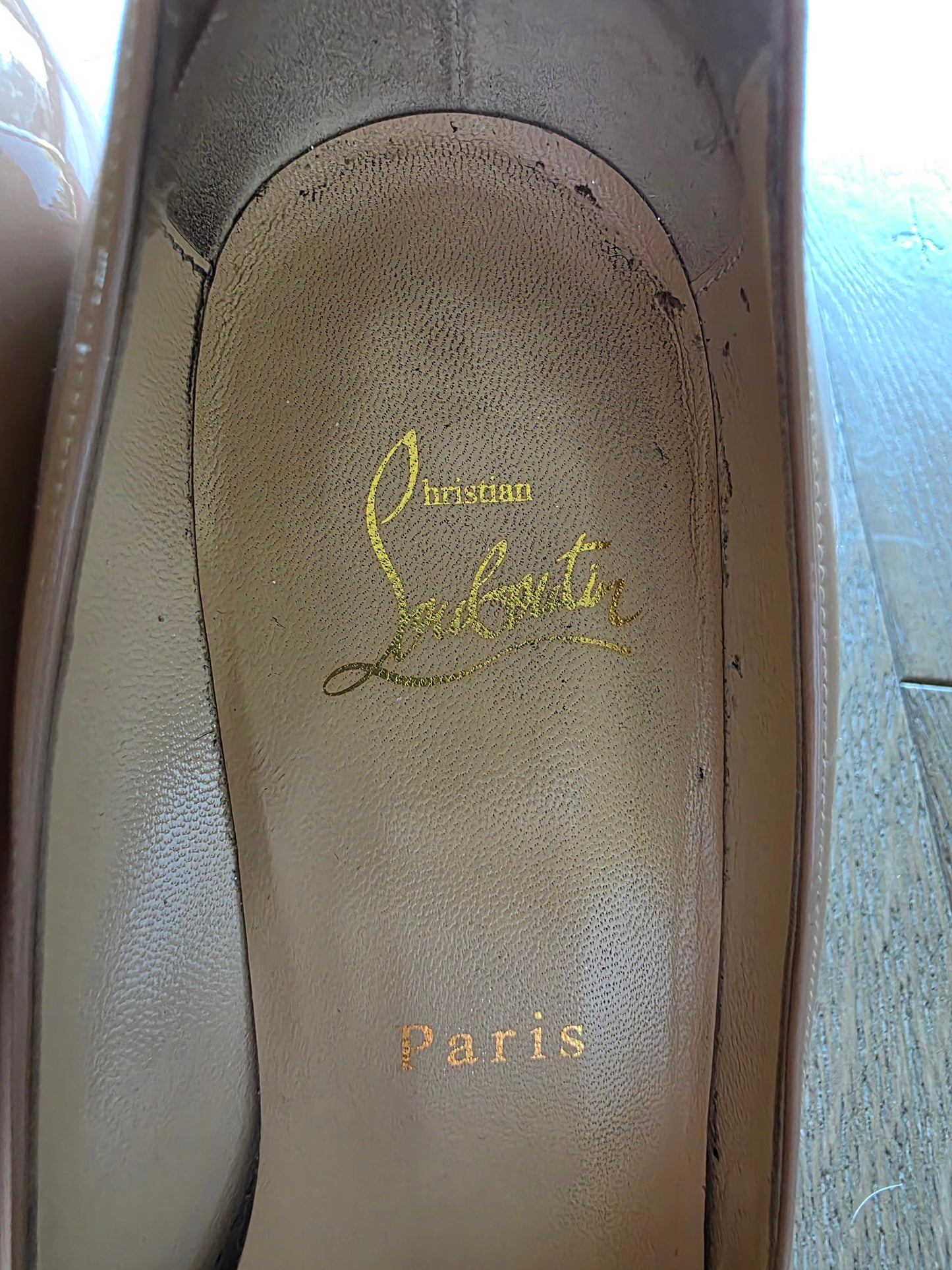 Christian Louboutin Tan New Very Prive Patent Nude Red Sole Pumps