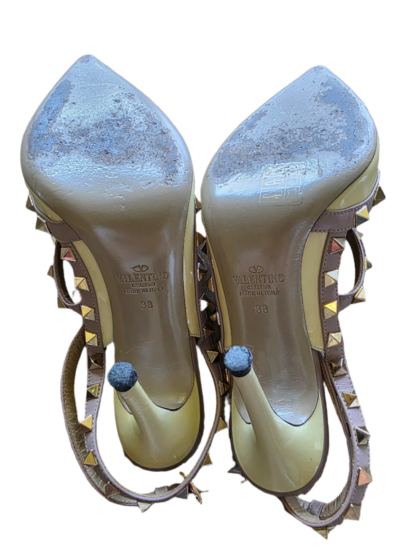 Valentino Garavani Pumps Heel Studs Leather Ivory