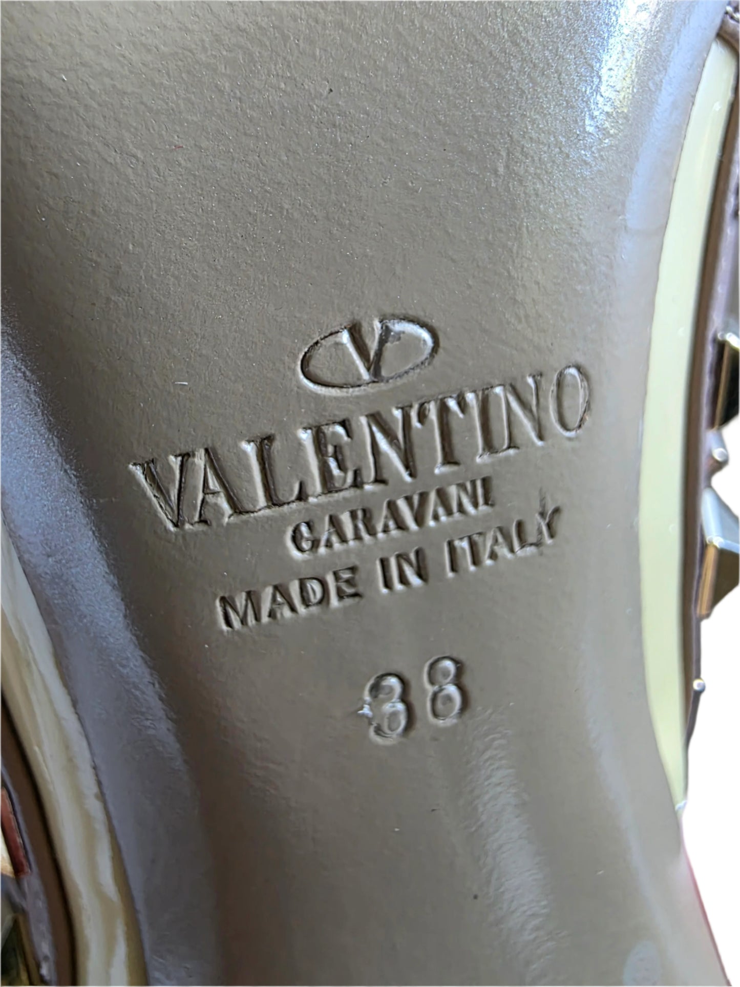 Valentino Garavani Pumps Heel Studs Leather Ivory