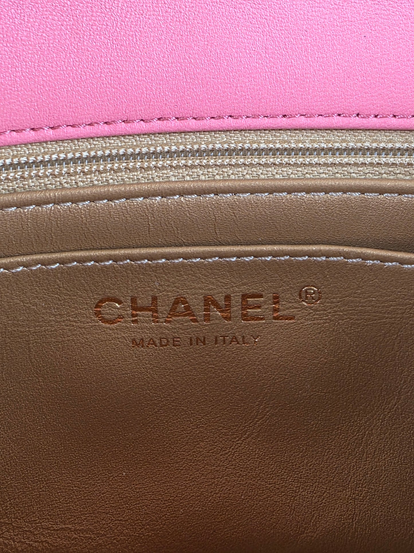 Chanel Lambskin Quilted Mini Rectangular Flap Pink Yellow