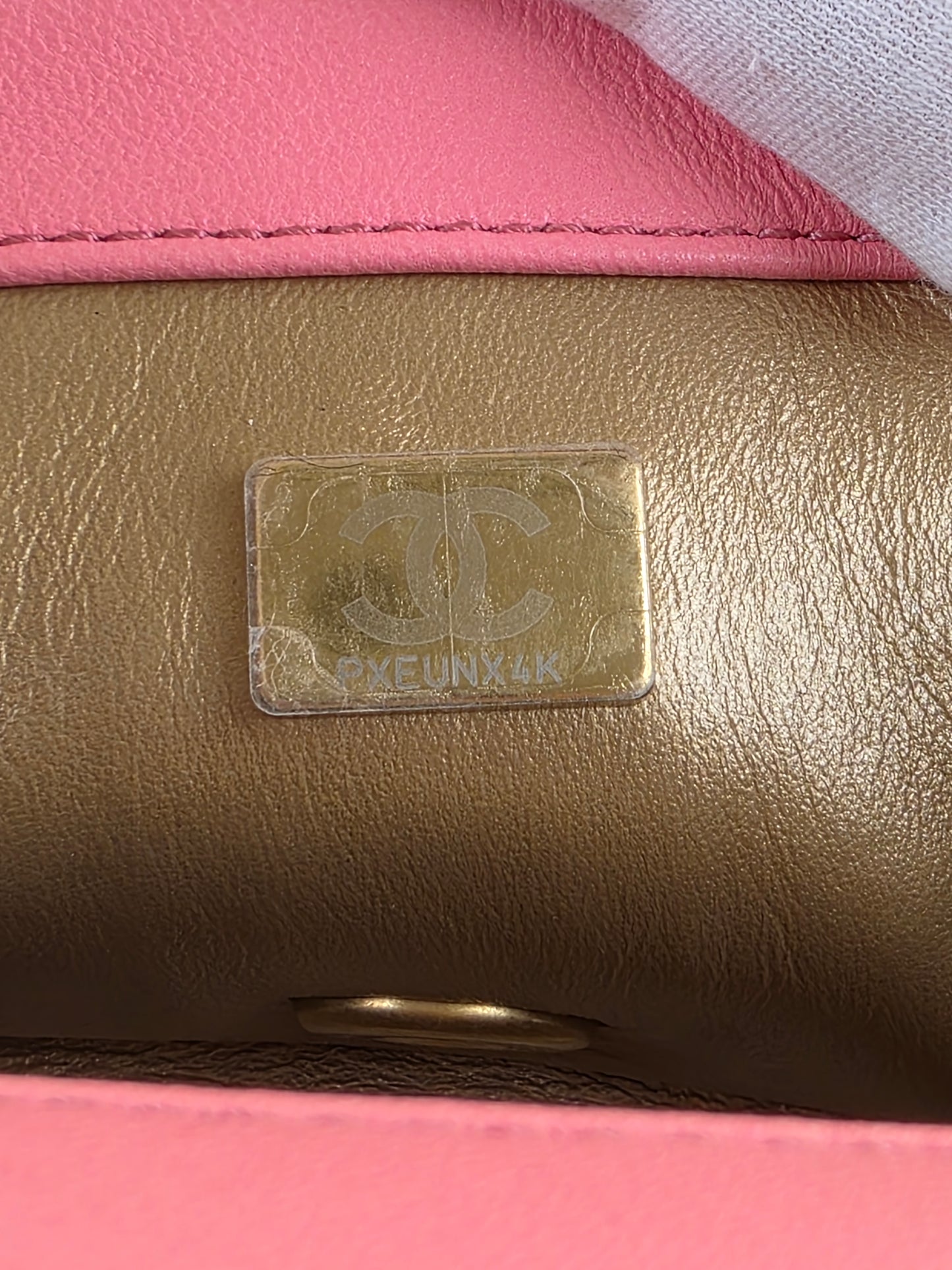 Chanel Lambskin Quilted Mini Rectangular Flap Pink Yellow