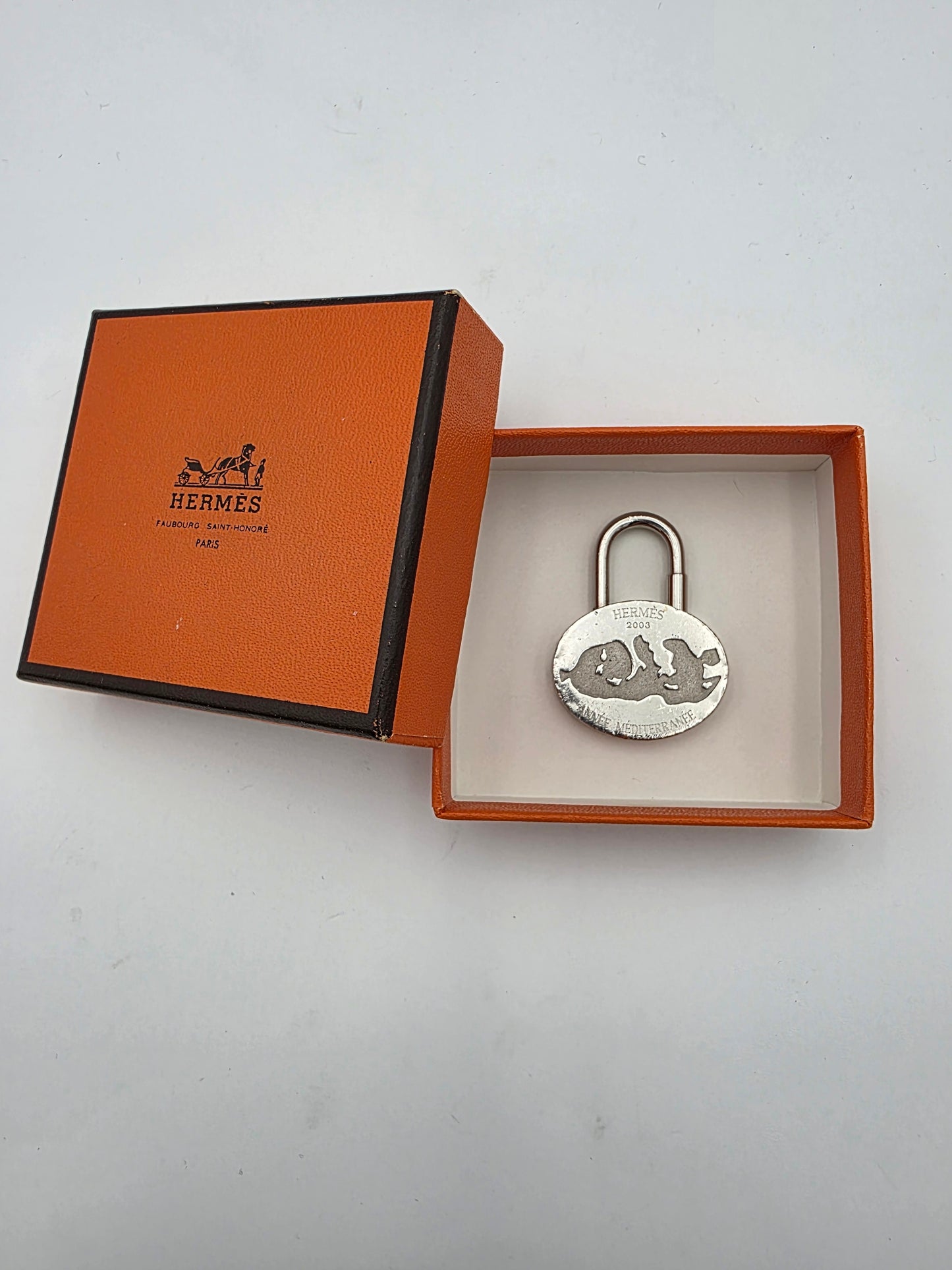 Hermès Vintage 2003 Année Méditerranée Cadena Lock Charm in Silver