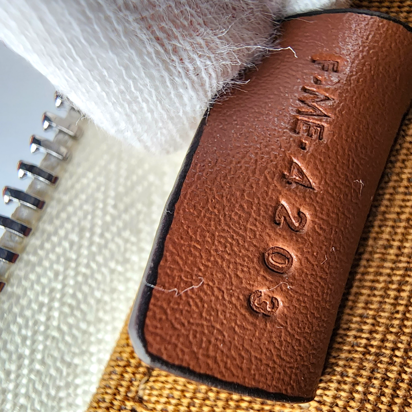 Celine Triomphe Canvas and Calfskin Horizontal Pouch White Tan