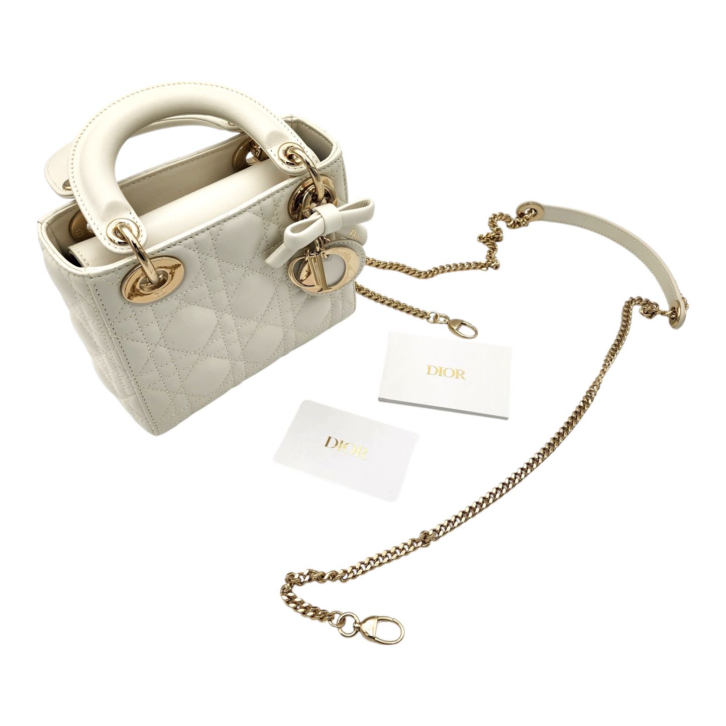 2026 Mini Lady Dior Bag with Chain in Latte Cannage Lambskin