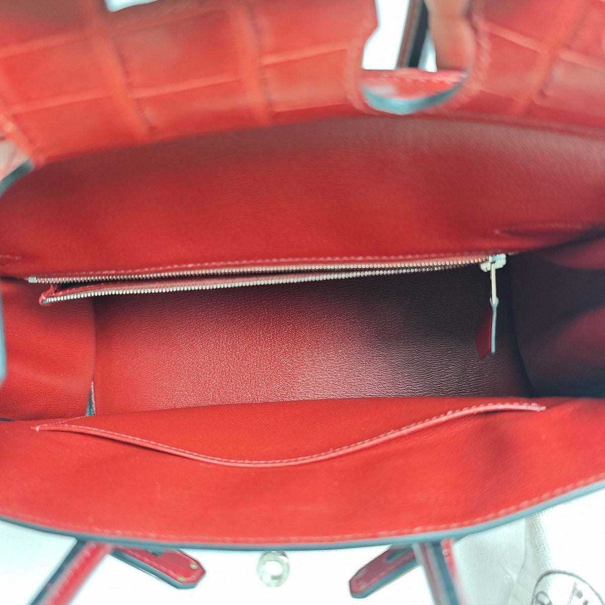 Hermès Birkin 30 55 Rouge Togo & Matte Alligator, Palladium Hardware , R stamp in square, PHW
