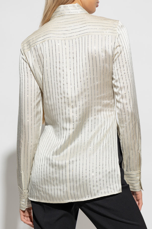Alexander Wang Off-White Crystal Pinstripe Shirt