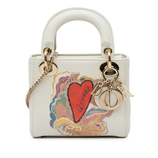 Dior Niki De Saint Phalle Mini Calfskin Dioramour Lady Dior White
