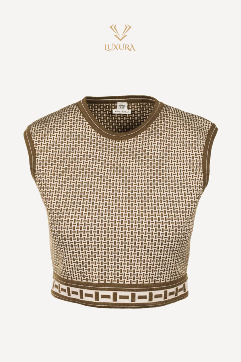 Hermès Mosaique Sleeveless Cropped Sweater