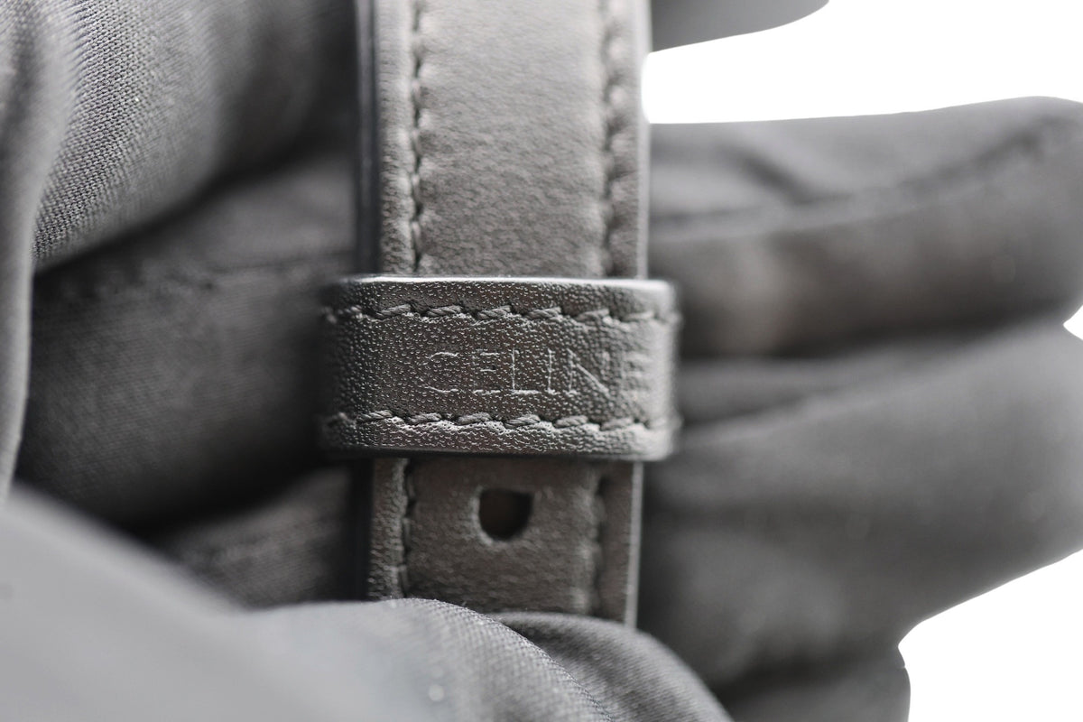 Celine Leather Triomphe Bucket Bag Black
