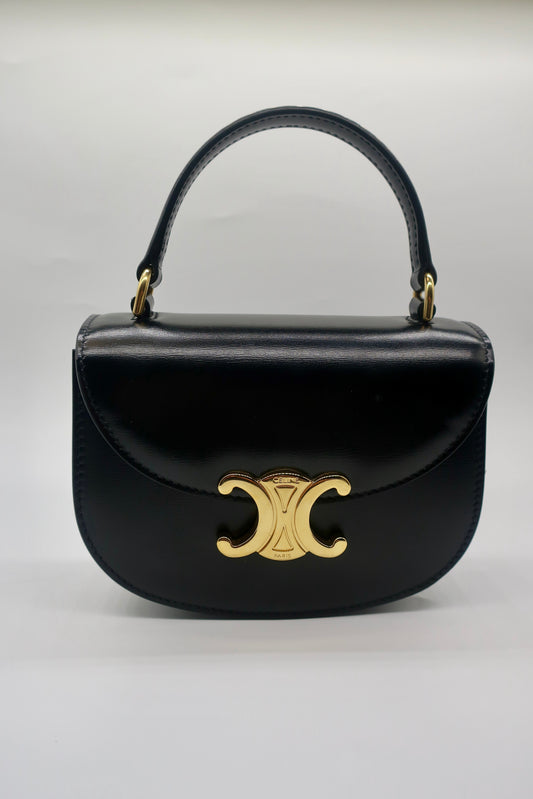 Celine Mini Besace Clea in Shiny Calfskin
