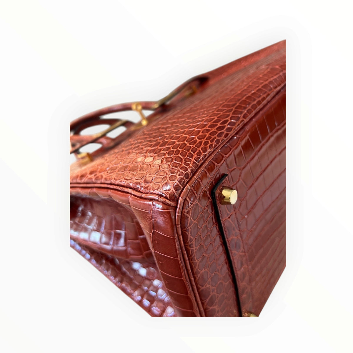 Hermès Birkin 35 Red Shiny Porosus Crocodile GHW