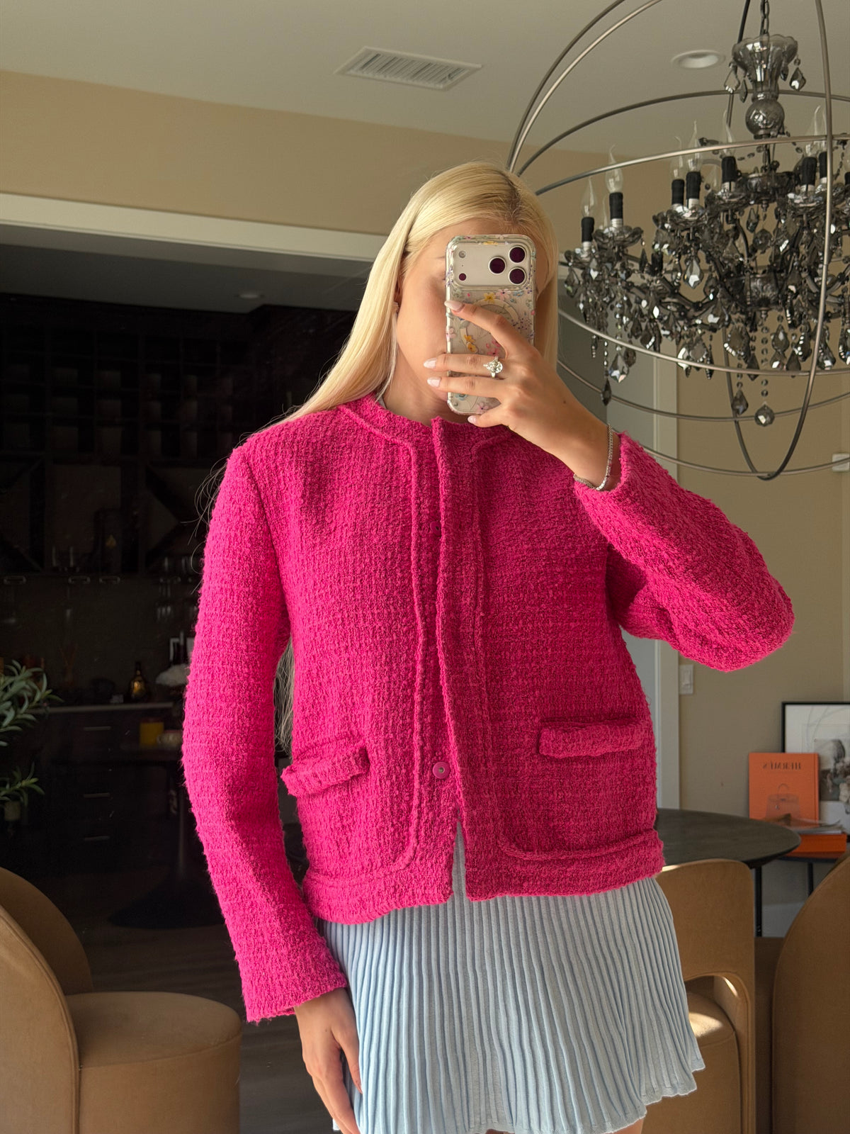 Valentino Pink Limited Bow-Pocket Tweed Jacket
