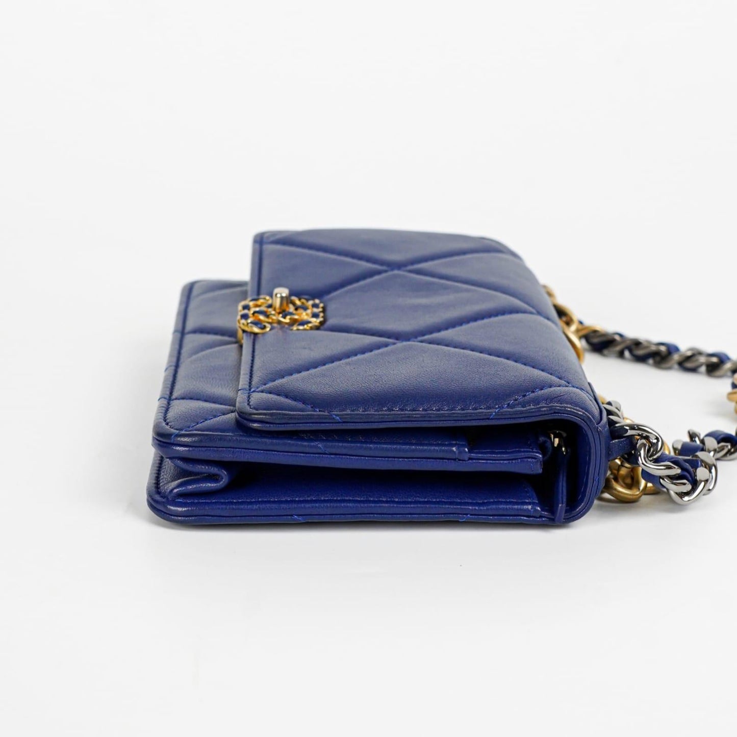 Chanel Lambskin Quilted Chanel 19 Wallet On Chain WOC Blue