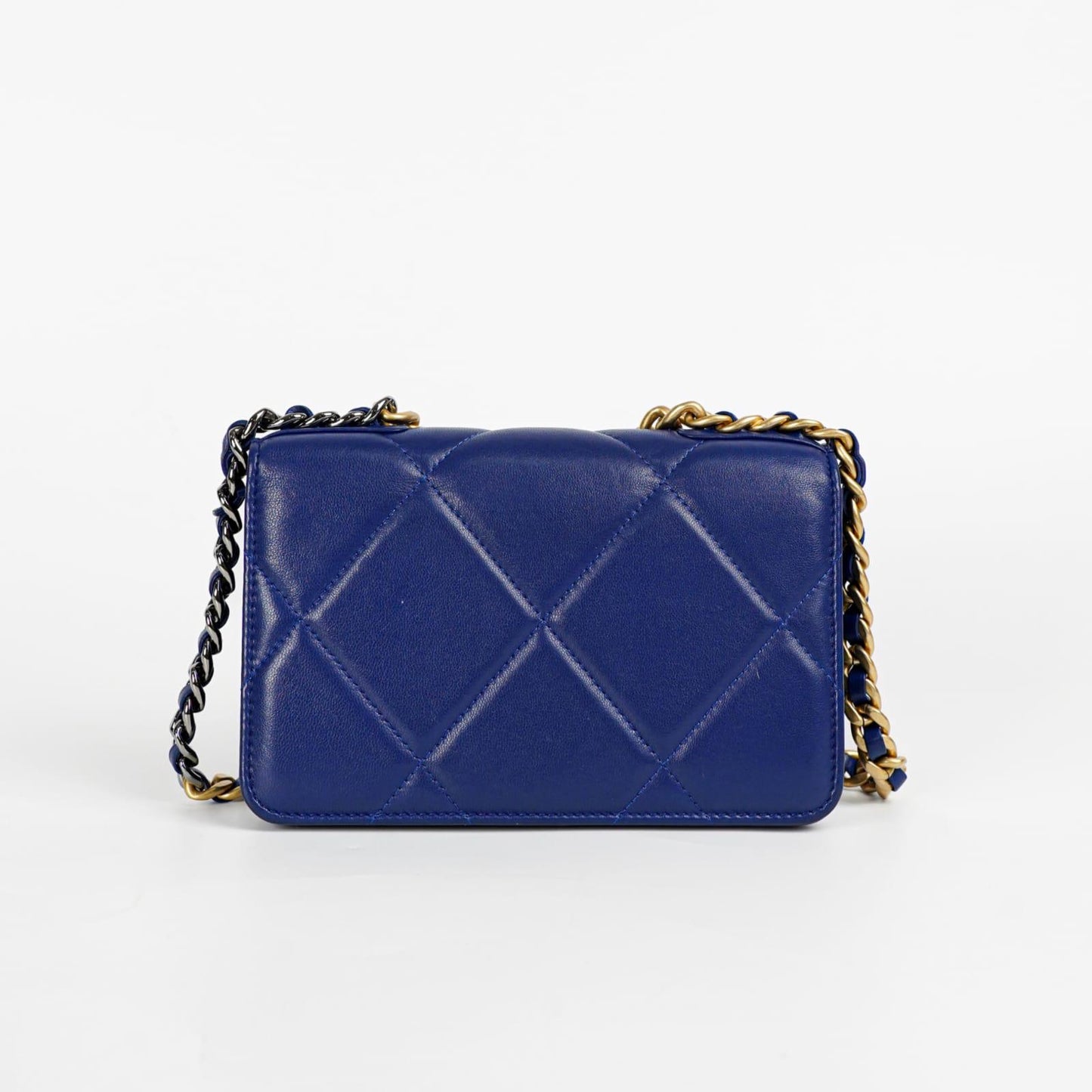 Chanel Lambskin Quilted Chanel 19 Wallet On Chain WOC Blue