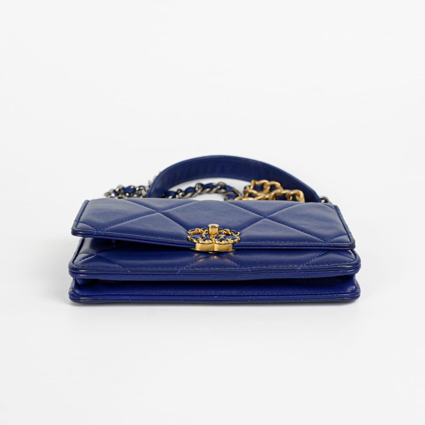 Chanel Lambskin Quilted Chanel 19 Wallet On Chain WOC Blue