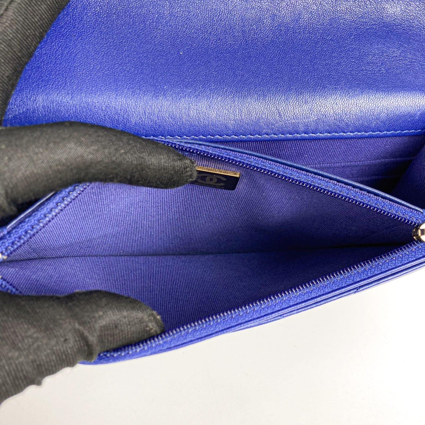 Chanel Lambskin Quilted Chanel 19 Wallet On Chain WOC Blue