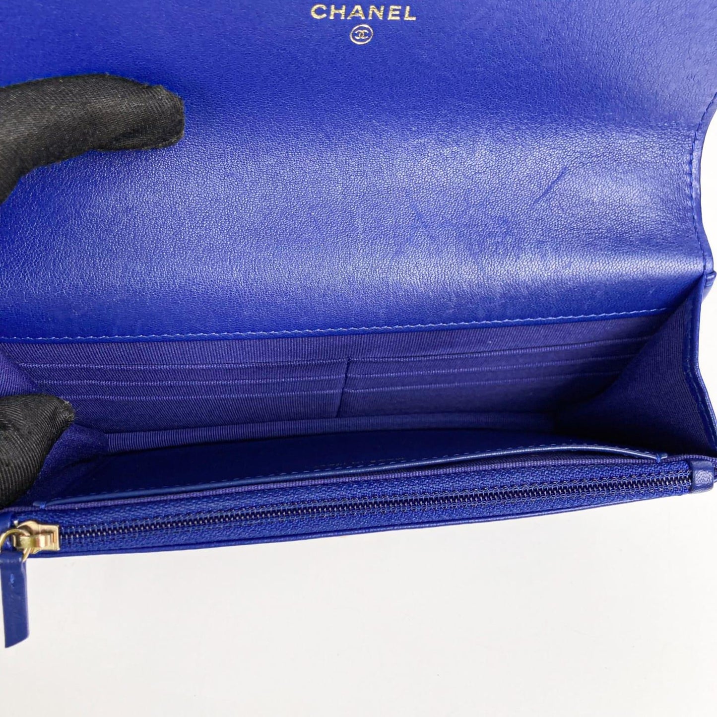 Chanel Lambskin Quilted Chanel 19 Wallet On Chain WOC Blue