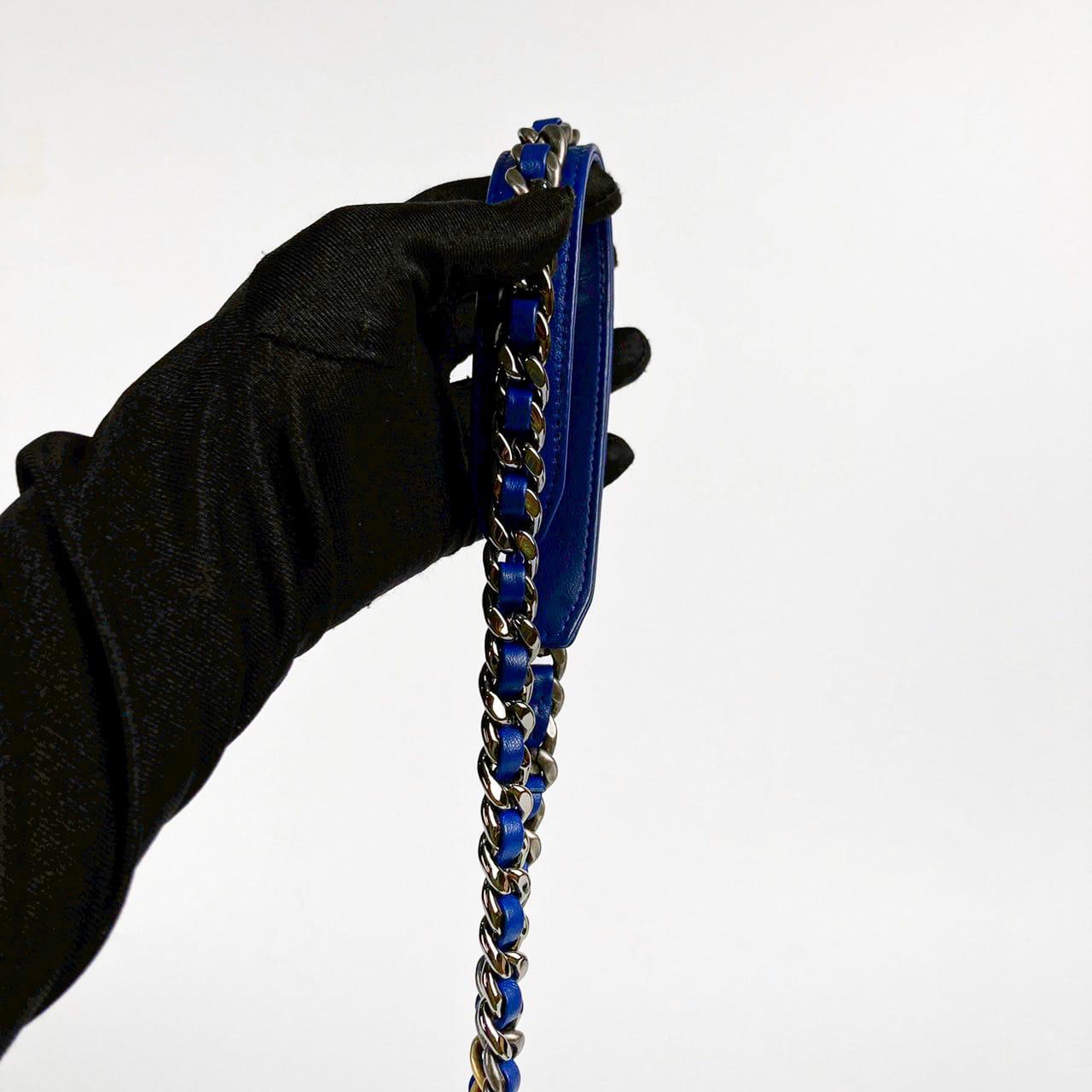 Chanel Lambskin Quilted Chanel 19 Wallet On Chain WOC Blue