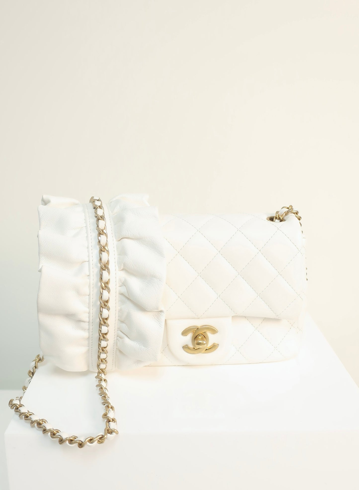 Chanel White Quilted Lambskin Romance Mini Flap Bag