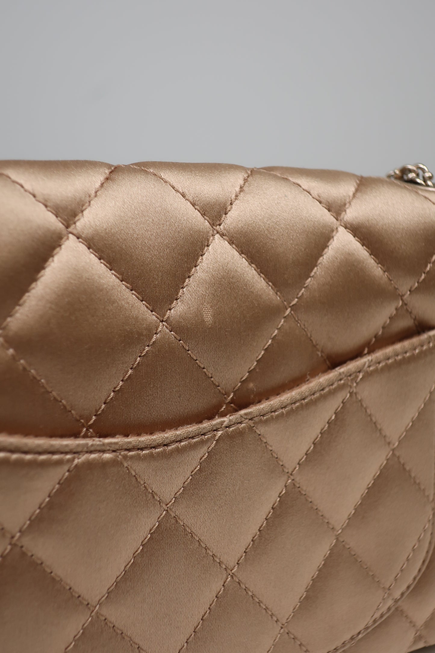 CHANEL Limited Edition Gold Quilted Satin East West Single Flap Bag