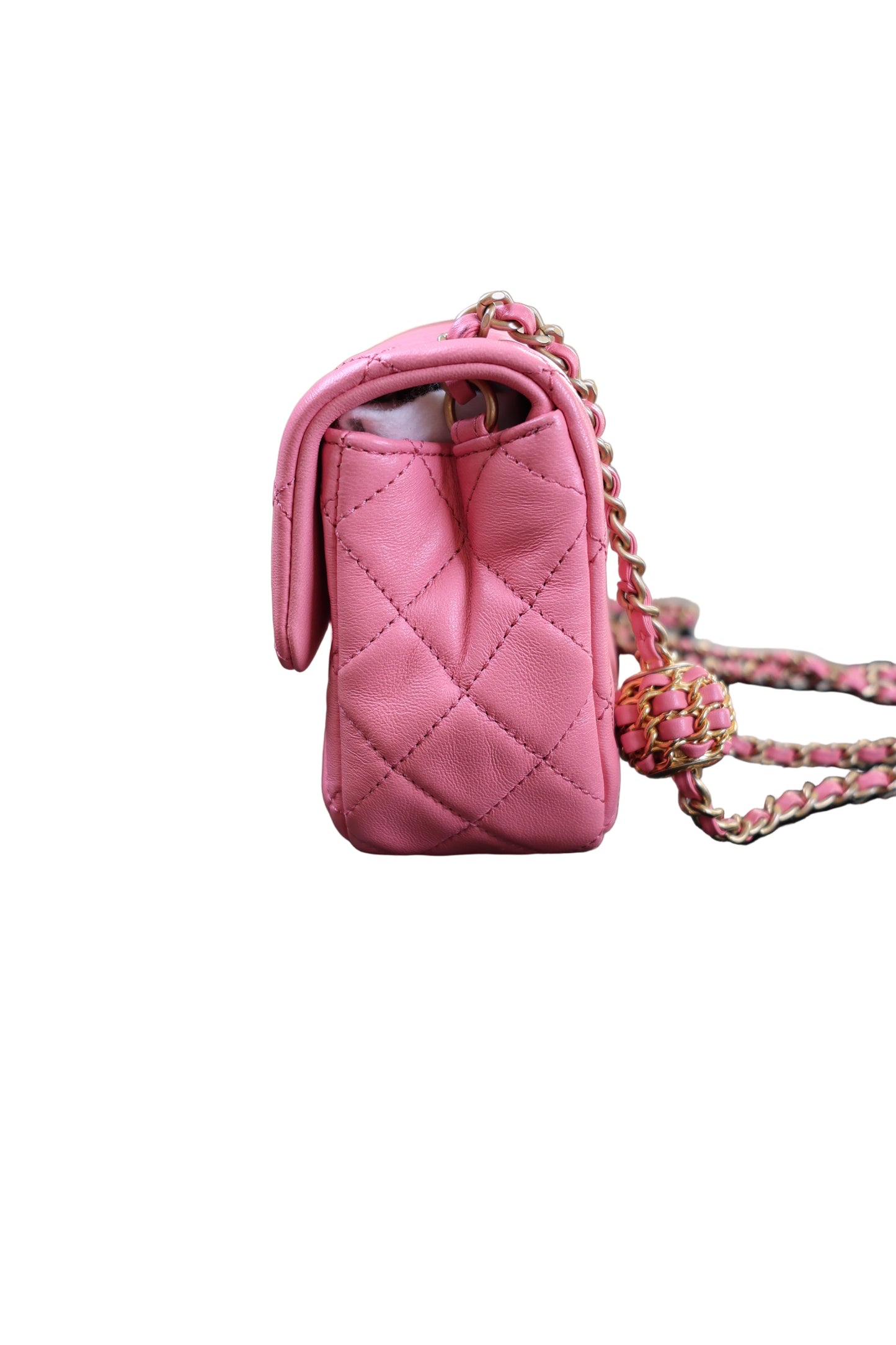 Chanel Lambskin Quilted Mini Rectangular Flap Pink Yellow