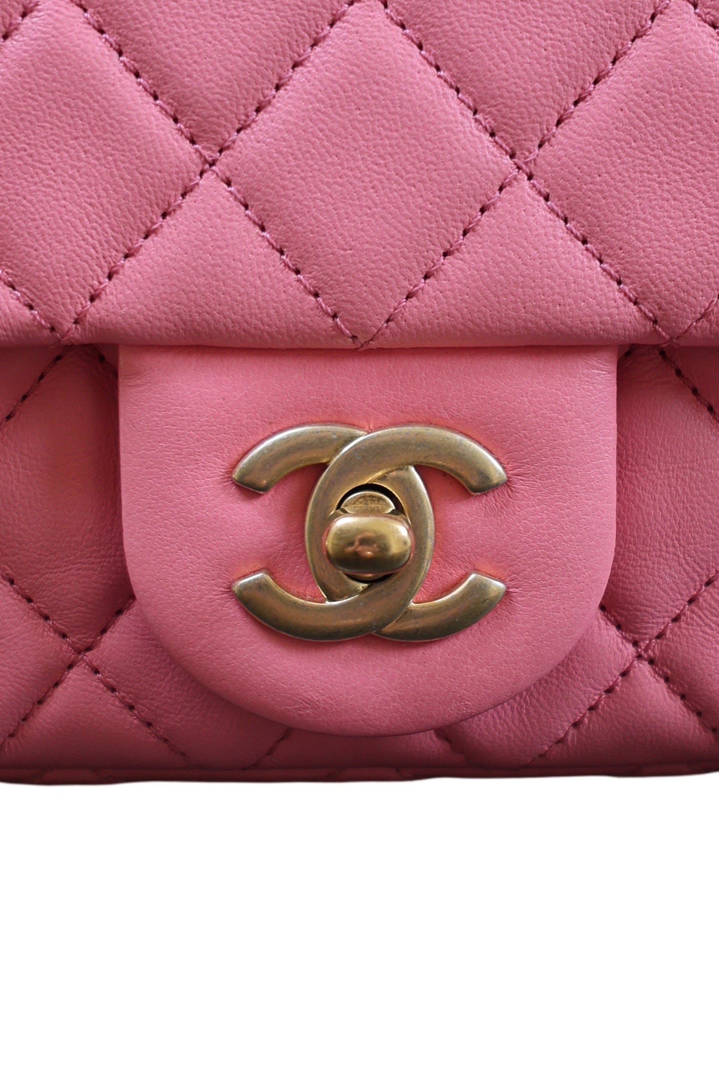 Chanel Lambskin Quilted Mini Rectangular Flap Pink Yellow
