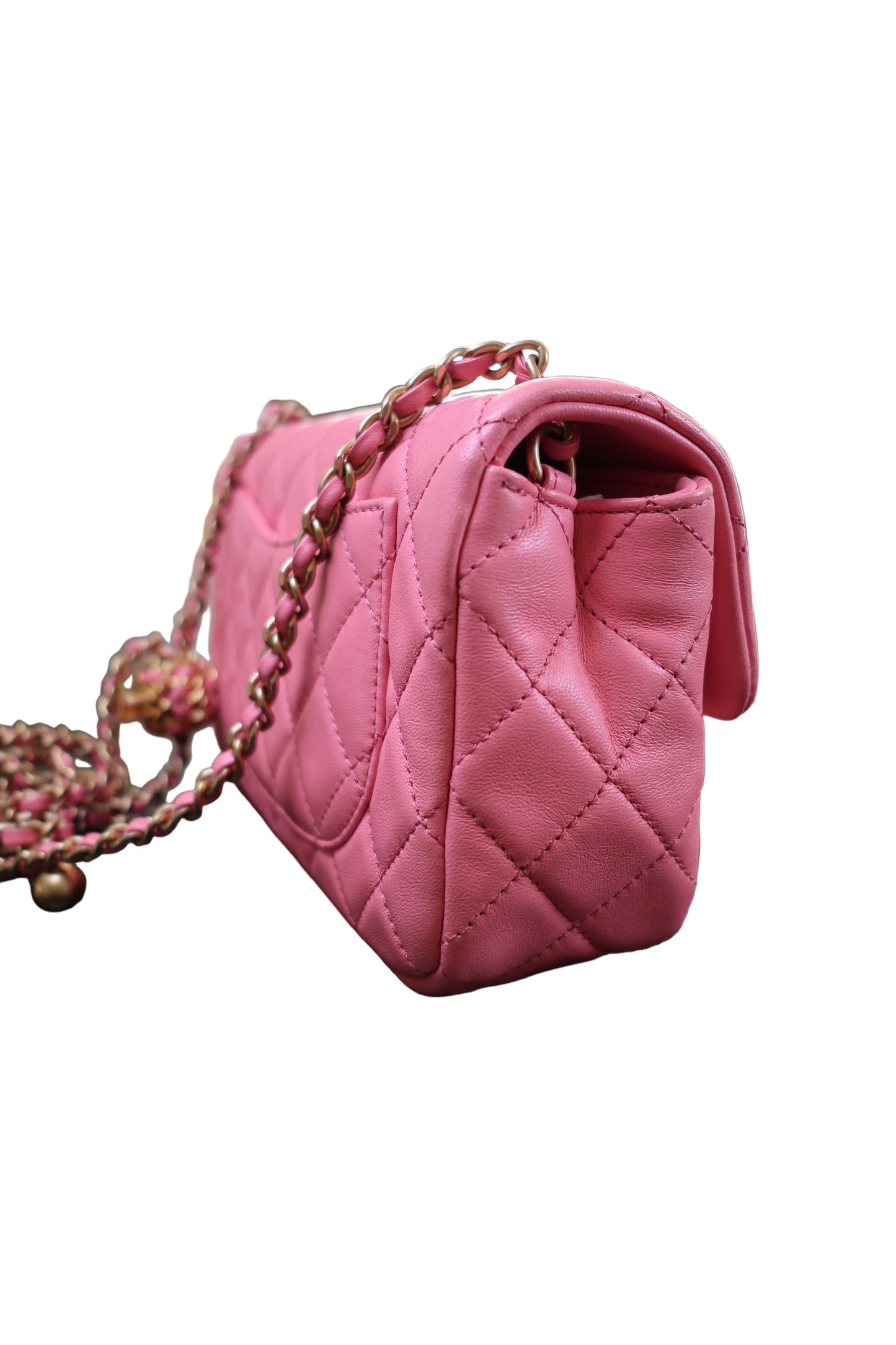 Chanel Lambskin Quilted Mini Rectangular Flap Pink Yellow