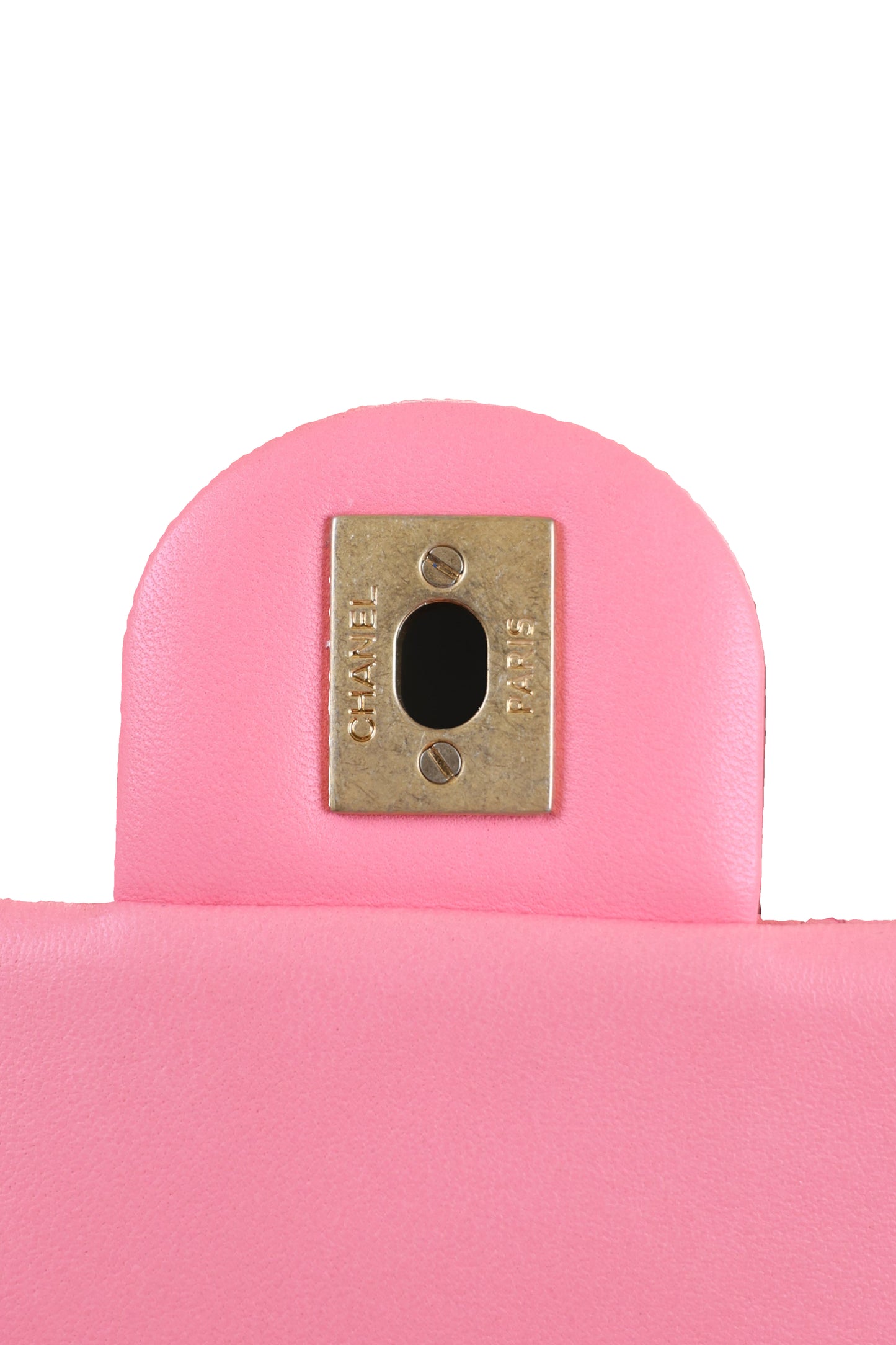 Chanel Lambskin Quilted Mini Rectangular Flap Pink Yellow
