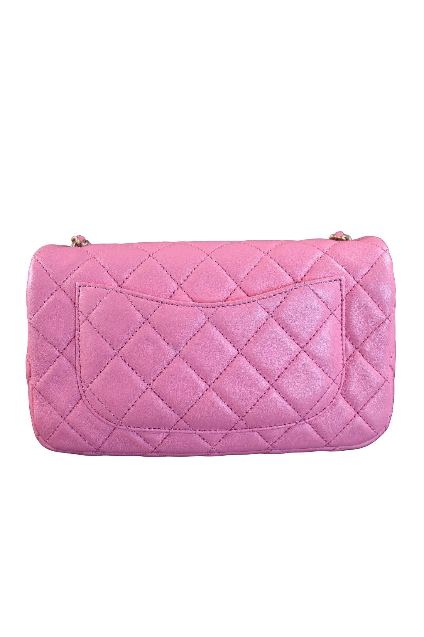 Chanel Lambskin Quilted Mini Rectangular Flap Pink Yellow