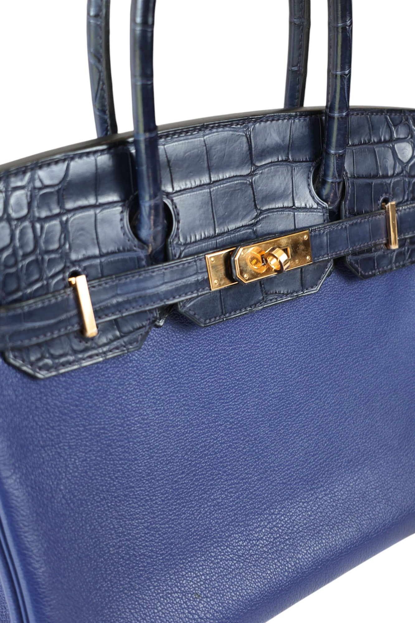 Hermès Birkin 30 Touch Blue Sapphire & Blue Marine with Rose Gold Hardware Stamp C 2018