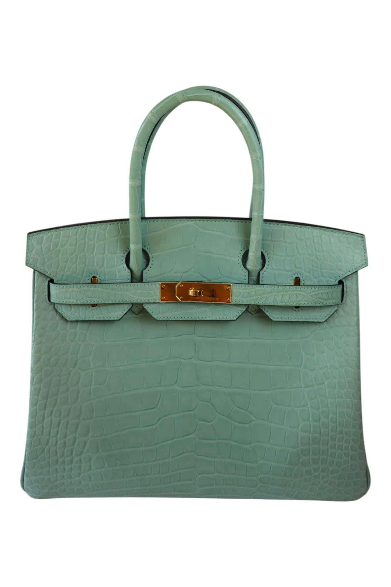 Hermès Birkin 30 Vert D’Eau with Gold Hardware Stamp B 2023