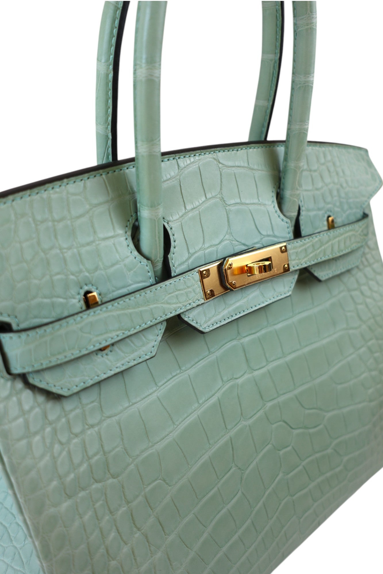 Hermès Birkin 30 Vert D’Eau with Gold Hardware Stamp B 2023