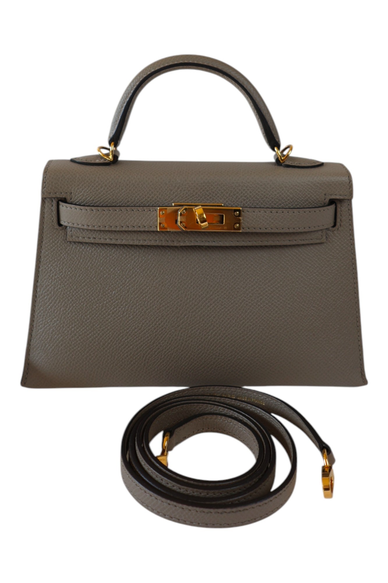 Hermès Mini Kelly II 20 Gris Asphalte with Gold Hardware 2018 Stamp C