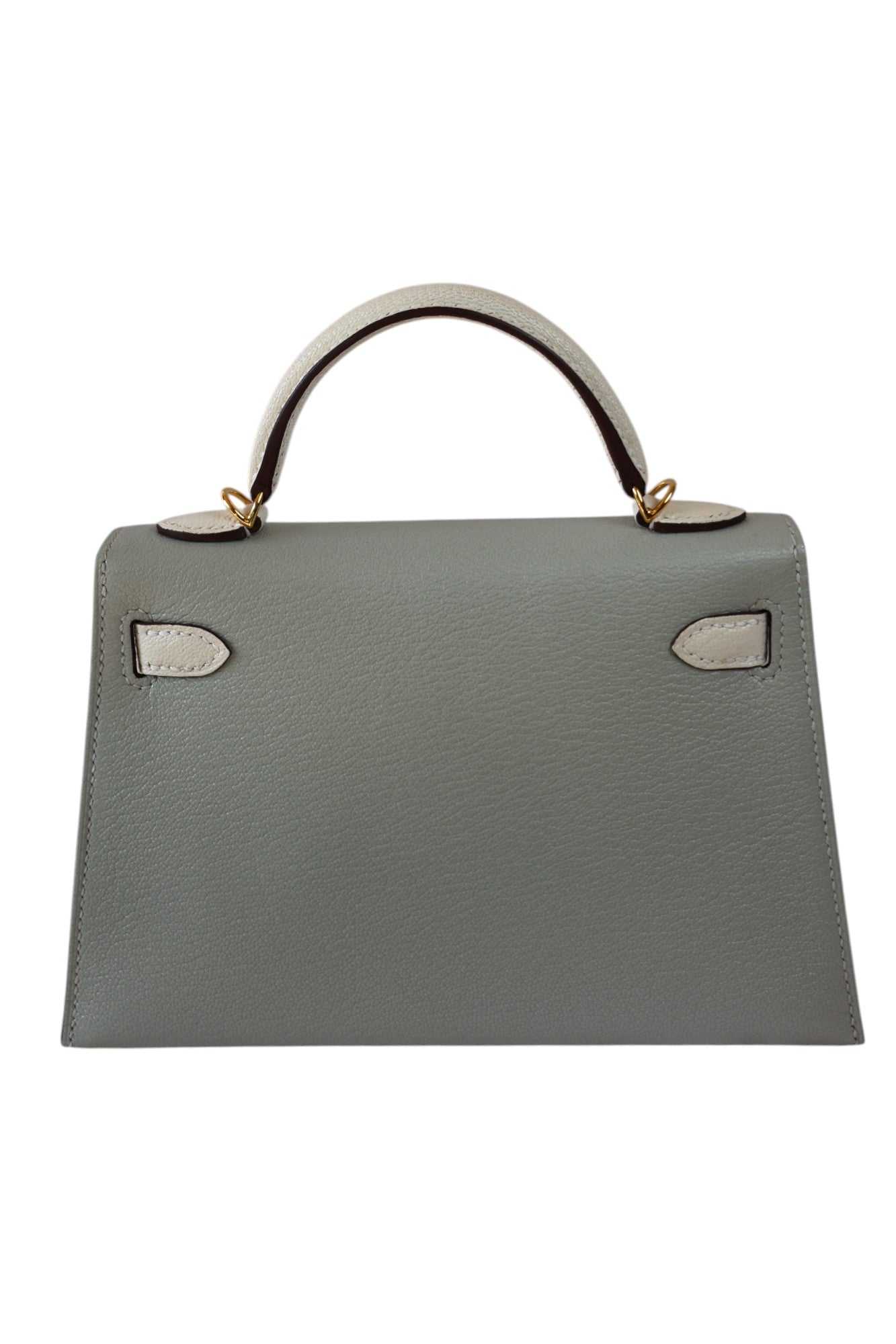 Hermès Mini Kelly II 20 HSS Gris Perle / Craie Chèvre with Gold Hardware 2023 Stamp B