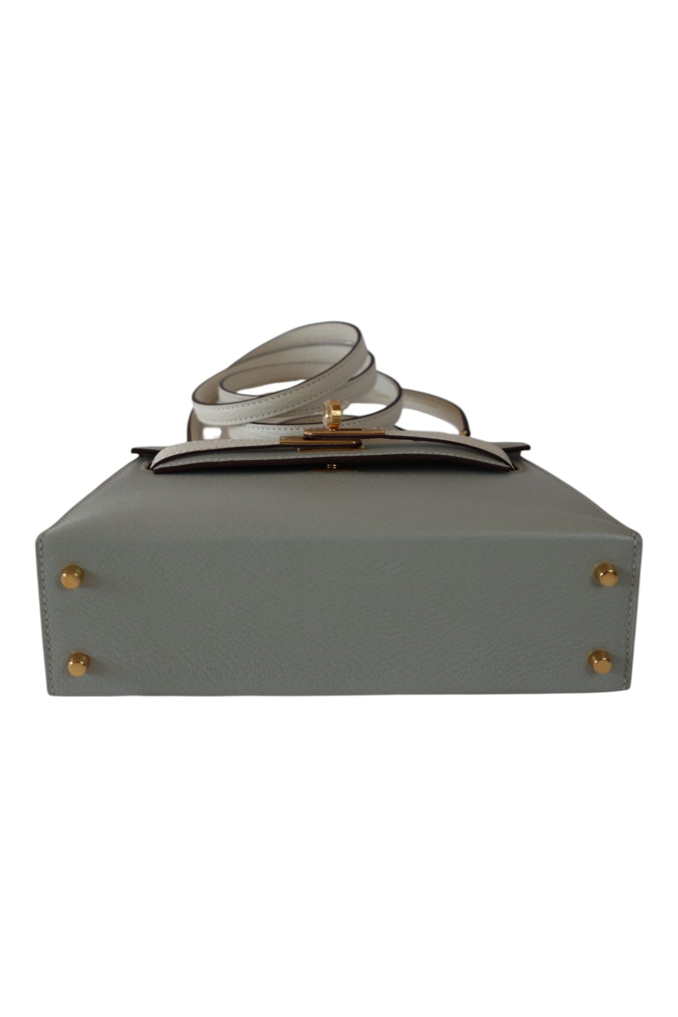 Hermès Mini Kelly II 20 HSS Gris Perle / Craie Chèvre with Gold Hardware 2023 Stamp B