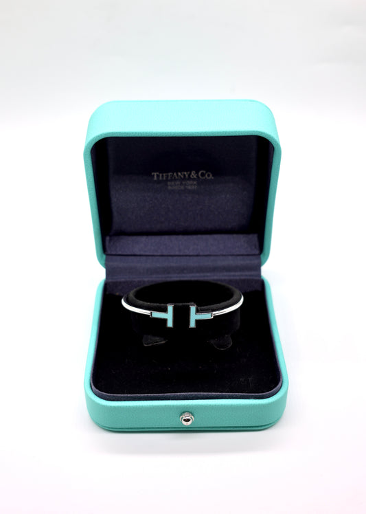 TIFFANY & CO. White Gold Turquoise T Wire Bracelet
