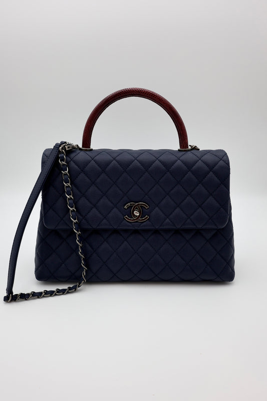 Chanel Medium Quilted Caviar with Lizard Coco Top Handle