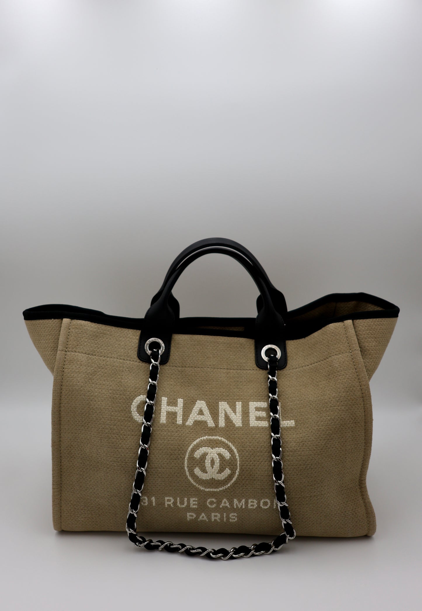 Chanel Deauville 2-Way Tote Canvas Shoulder Bag