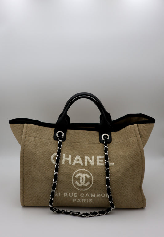 Chanel Deauville 2-Way Tote Canvas Shoulder Bag