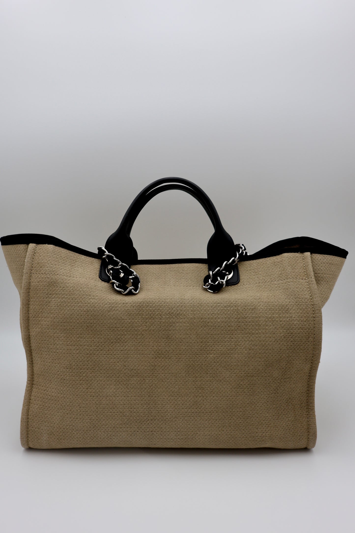 Chanel Deauville 2-Way Tote Canvas Shoulder Bag