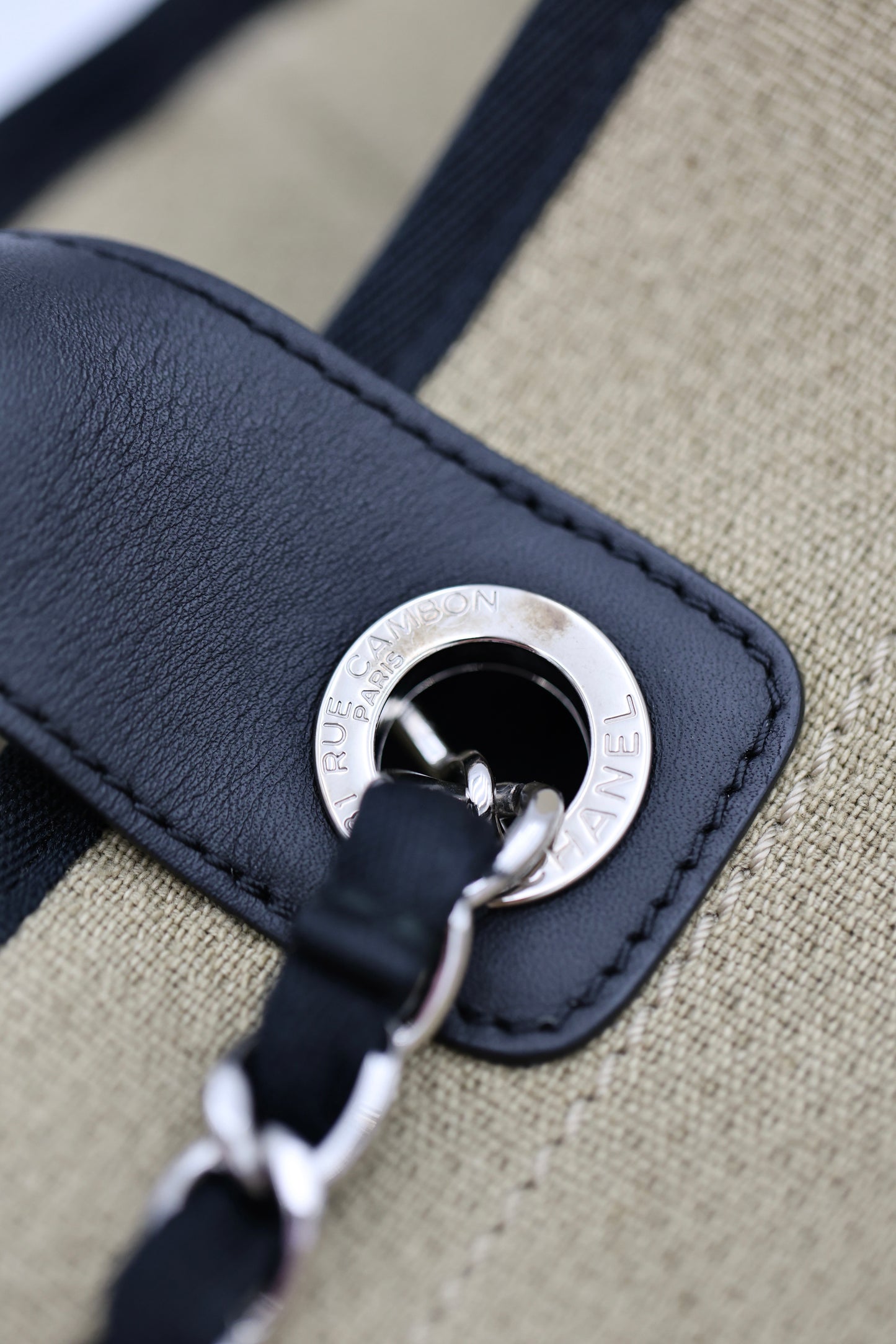 Chanel Deauville 2-Way Tote Canvas Shoulder Bag