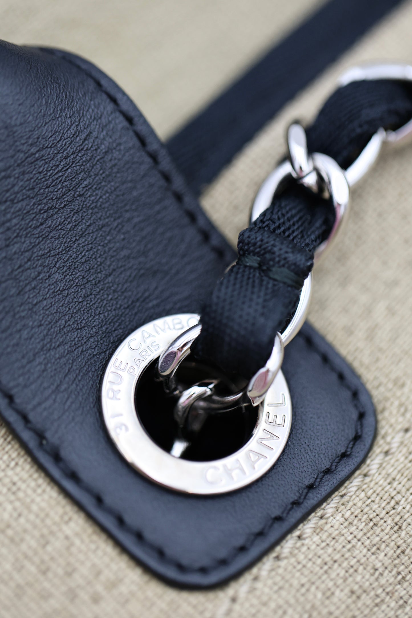 Chanel Deauville 2-Way Tote Canvas Shoulder Bag